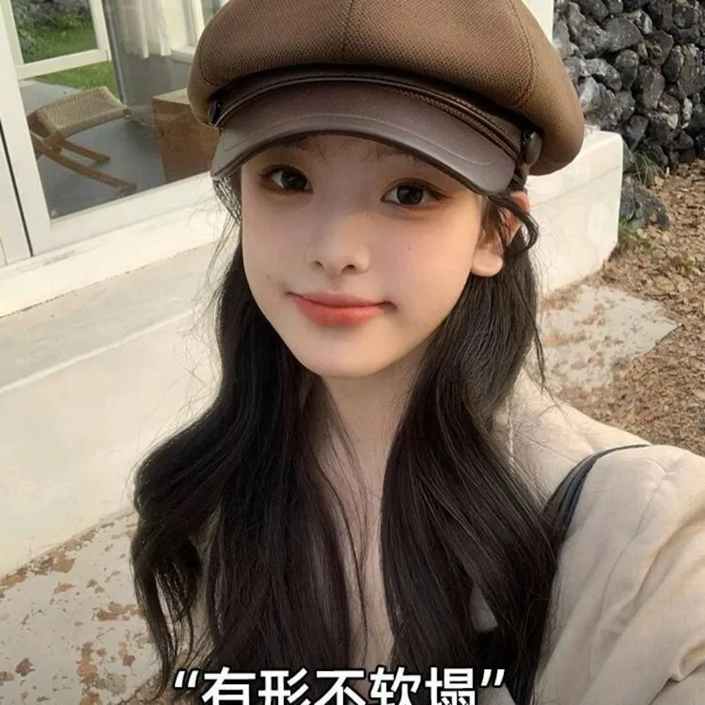 

Thermal Octagonal Beret with Duck Bill Brim Panama Inspired Winter Painter Hat for Women Elegant Artistic