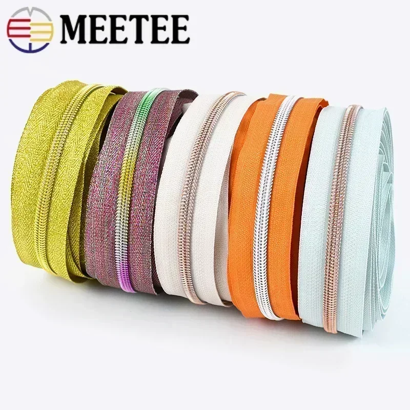 4Meters 3# 5# Nylon Zippers Colorful Tooth Coil Zipper for Garment Bags Zip Tape Repair Kit DIY Clothes Tailor Sewing Accessory