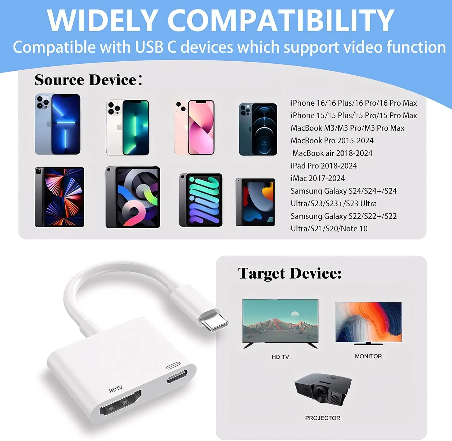 4K@60Hz USB C to HDMI Adapter with Charging Port for iPhone TV Type C to DisplayPort Cable Compatible with iPhone 12 11 MacBook - view 6