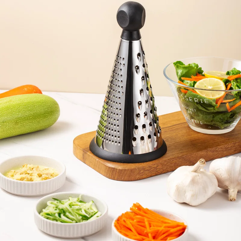 Multifunctional Vegetable Cutter Vegetable Grater Vertical Stainless Steel Cone Grater Three-Sided Grater Potato Grater Cheese G