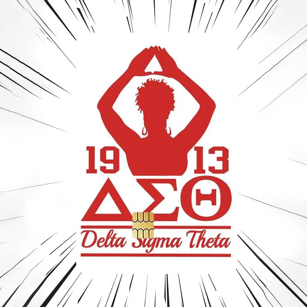 D-Delta Sigma Theta Button HD Waterproof Card Skins Protective Stickers for Credit Bank Game Cards