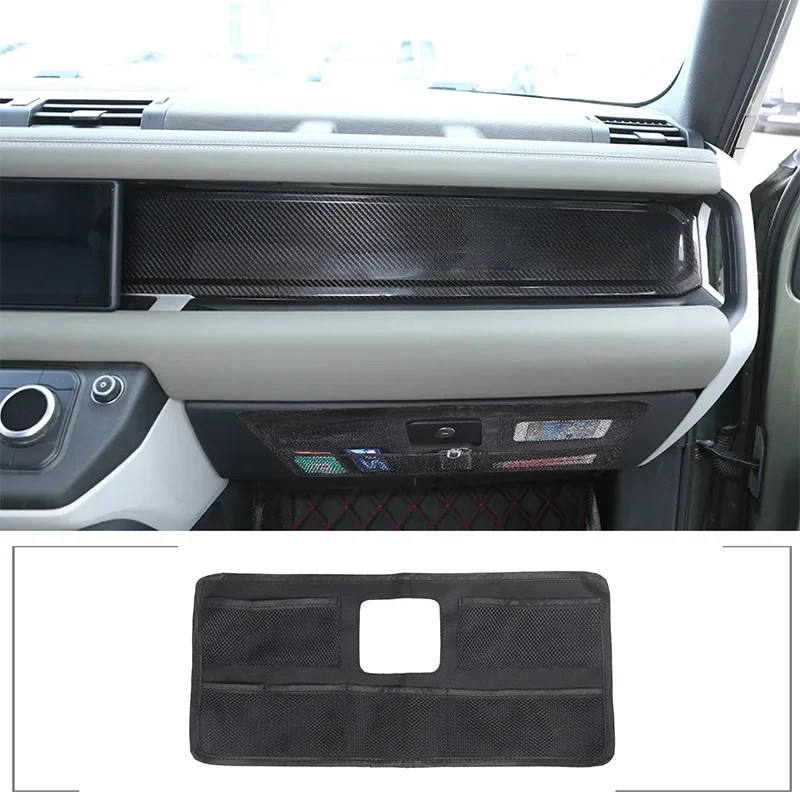 For Land Rover Defender 90 110 2020-2024 Oxford cloth black car co-driver glove box cover storage net pocket auto accessories