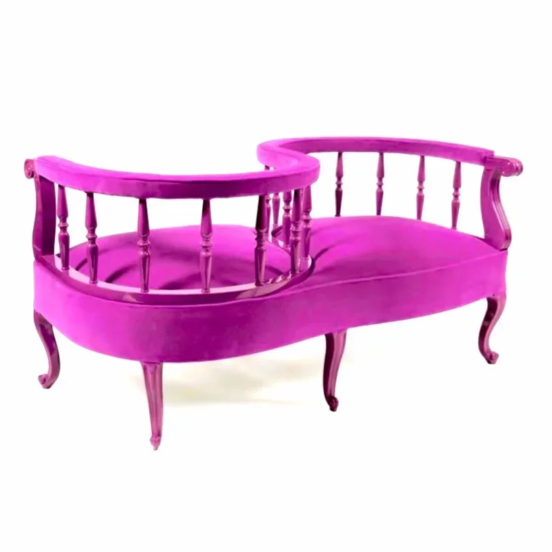 

Leisure Chair European Art Gallery Pink Solid Wood Sofa Chair