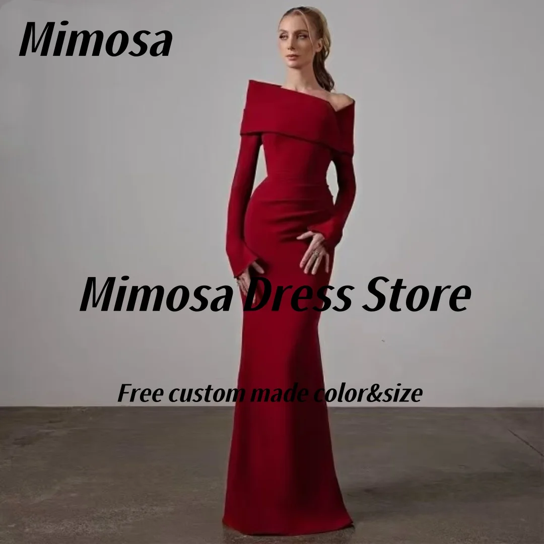 

Mimosa Elegant Evening Dresses Off Shoulder Long Sleeves Bespoke Special Occasion Dress Zipper Back Prom Party Gowns Customized