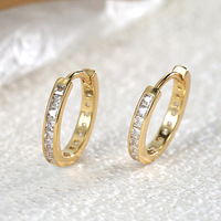 Gold Color Zircon Round Circle Hoops Earrings For Women Fashion Design Minimalist Ear buckle Earrings Party Wedding Jewelry Gift