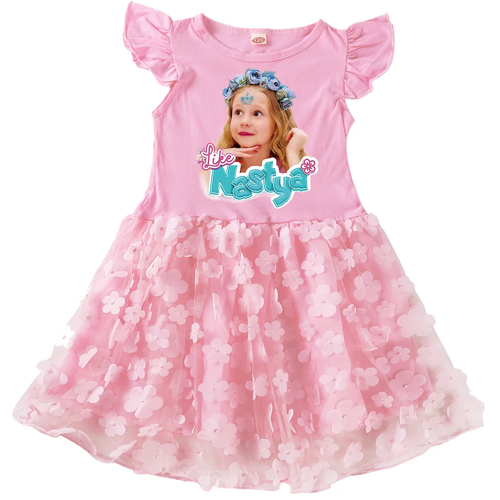 Russian Like Nastya Clothes Kids 2024 Summer Casual Dresses Children Princess Dress for Girls Wedding Party Sequin Mesh Vestidos