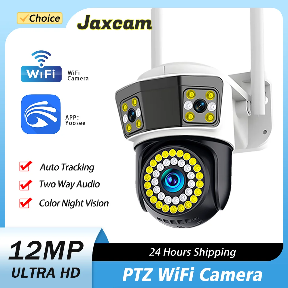 

6K12MP HD YOOSEE Outdoor WiFi Three Screens PTZ IP Camera Auto Tracking CCTV Security Protection Video Surveillance Camera