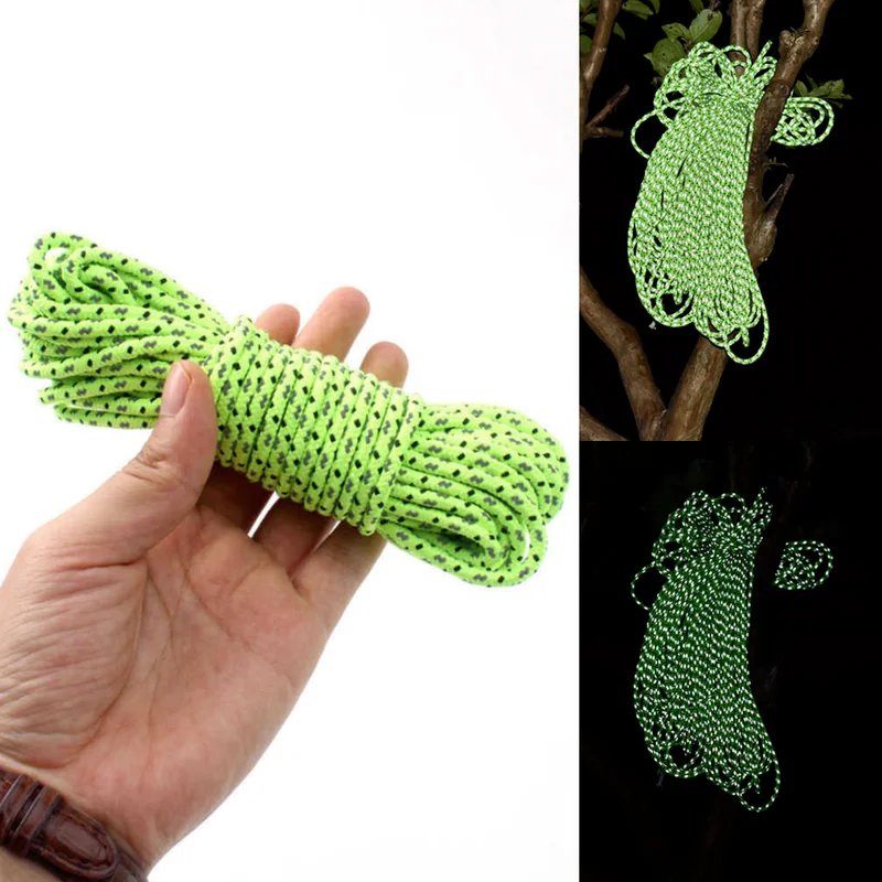 4mm/2.5mm Dia. 10m Fluorescent Paracord Outdoor Hiking Camping Tent Rope Clothesline Reflective Survival Equipment Multi Tools