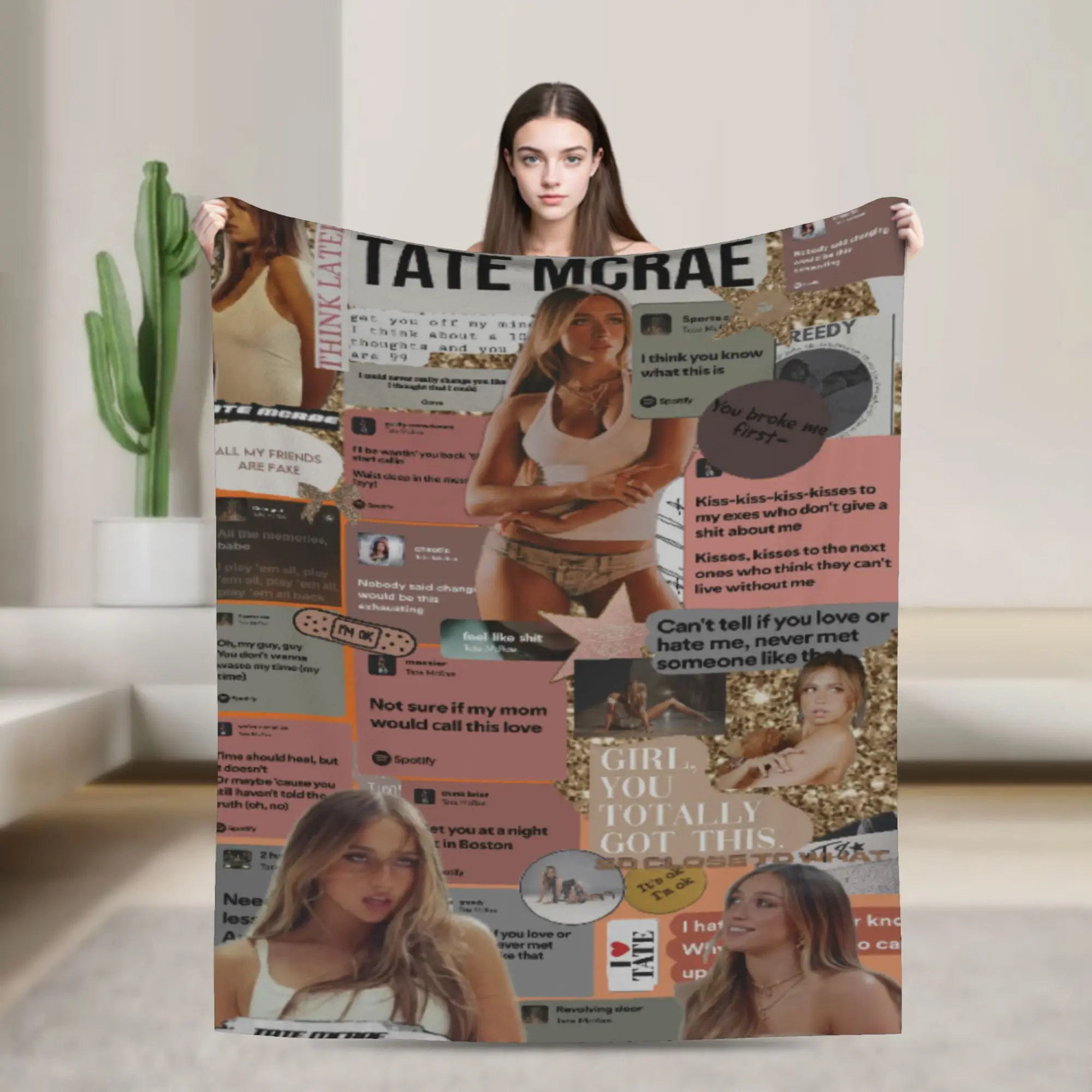Cozy Tate McRae pop singer  Blanket Stuff Bed Decorative  Throw Blankets Warm Fleece for Car