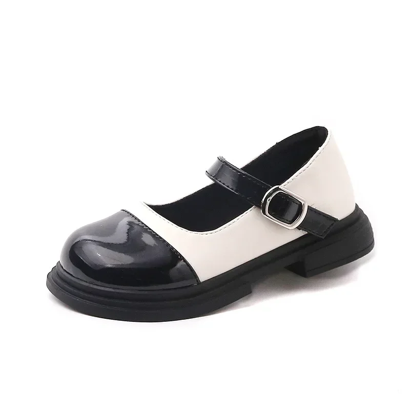 Girls PU Leather Shoes Kids Baby Children Retro School Student Mary Jane British Platform Oxford Princess Flats 21-35