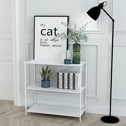 Nordic entrance cabinet wrought iron end view  modern simple entrance table sofa side  wall shelf