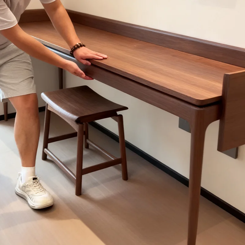 New Chinese-style double desk against the wall long table simple modern student writing study table solid wood office computer