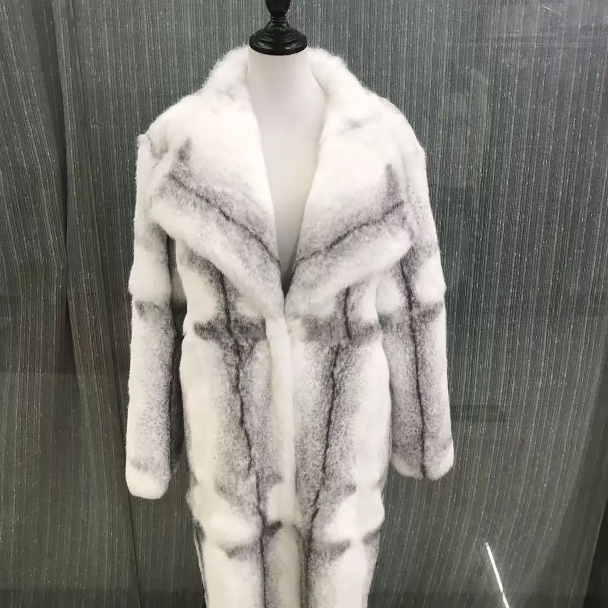 Real Rabbit Fur Coat for Women, Leopard Thick Warm Overcoat, Loose Long Jacket, Female Clothing, High Quality, New, Winter, 2023