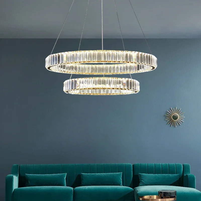 Lámpara colgante de techo de cristal para sala de estar, candelabro de lujo para dormitorio, Bar, mesa de comedor, Lustre de decoración de habitación, 2024 Led