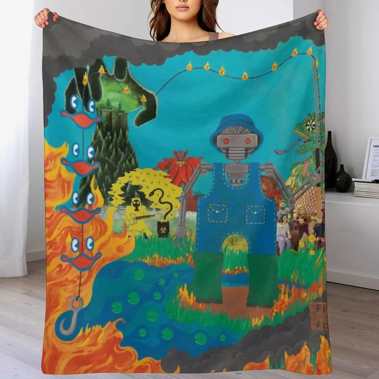 

King Gizzard Album Art Collage Throw Blanket decorative Flannel Stuffeds Extra Large Throw Blankets
