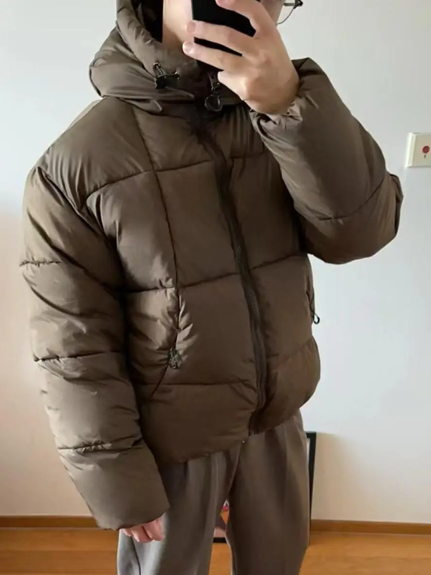 

Уличная повседневная водонепроницаемая хлопковая куртка свободного кроя с капюшоном, молодежная, трендовая, теплая, с термоизоляцией, сэндвич-ткань, зимнее пальто