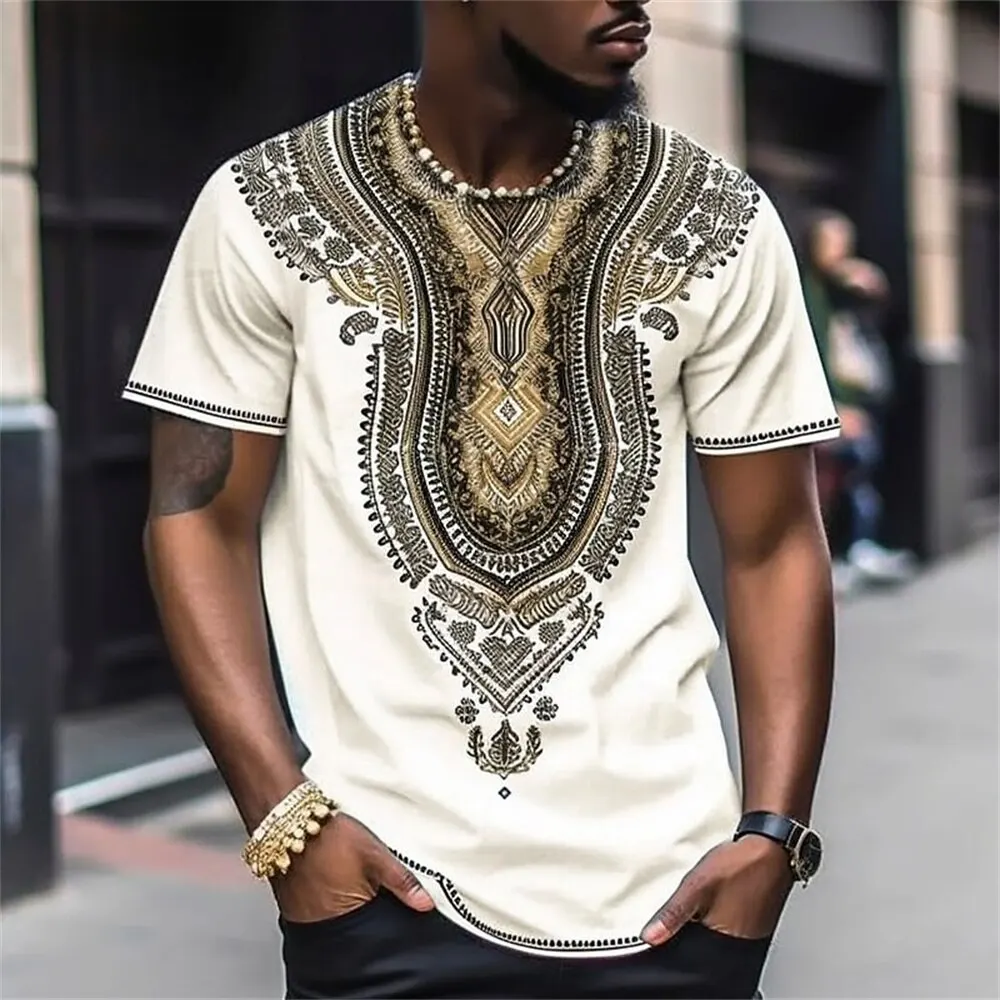 African Ethnic 3D Printing T-shirt New Men\'s and Women\'s O-Neck Short Sleeve T-shirt Retro Street Wear T-shirt