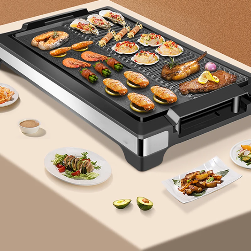 Large Barbecue Pan Electric Oven Smokeless Korean Barbecue Pan Integrated Pan Non Stick Electric Barbecue Pan Household Indoor