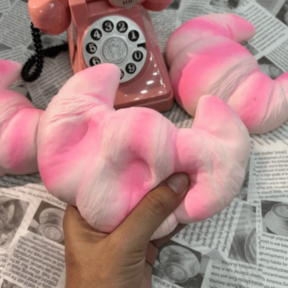 Slow Rising Croissant Squeeze Toy Thick Anti-Anxiety Feature Sensory Fidget Ball Soft Dessert Shape Handmade