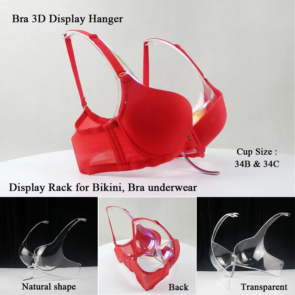 Plastic Hanger for Professional Bikini Underwear Store, Bra Display, Plated Metal Effect, Underwear Show Model, 34B & 34C Size