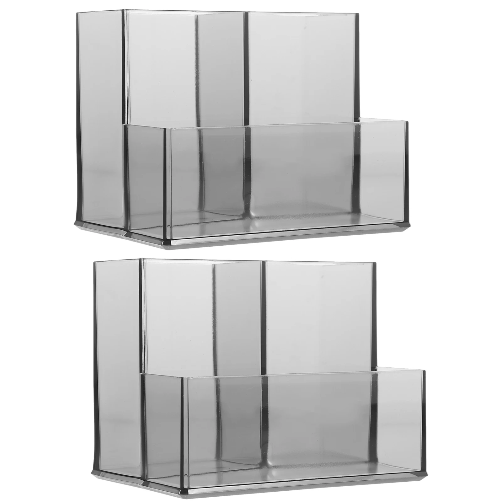 

2pcs Acrylic Pen Holder Transparent Desk ganizer Grey Storage Box Pencil Cup Stationery Brush Home Office