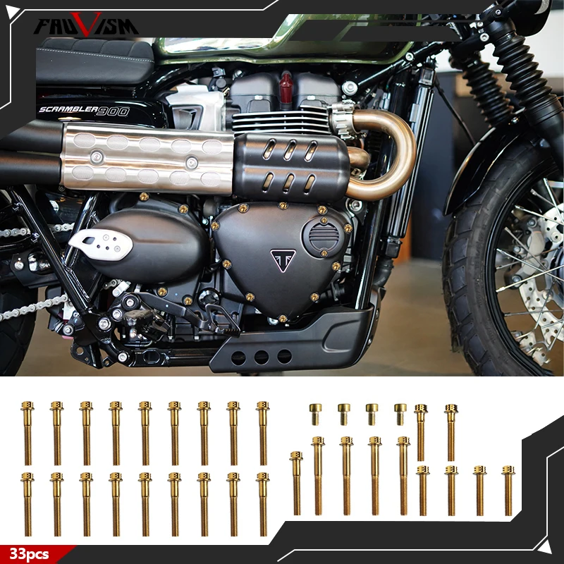 Torx M6 Hex Bolt Kit for Triumph Scrambler 900 Engine Hood 2017-2025 Models With Screw Caps And Fasteners.Engine Bolt Cover