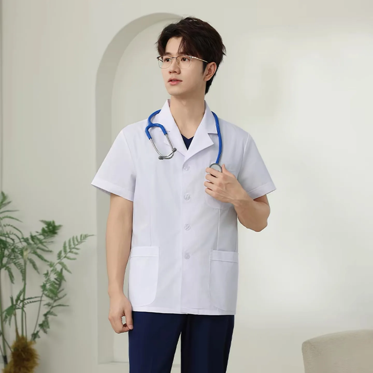 Hort Long Sleeve White Lab Coat Short Style Men Women Doctor Physician Uniform Medical Workwear Breathable for Hospital Clinic view 3