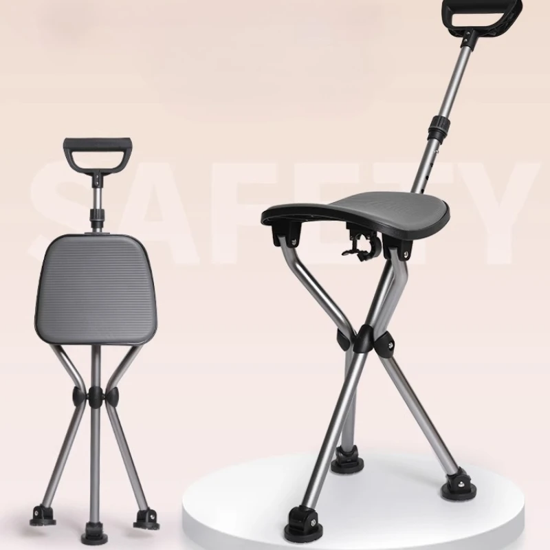 Foldable Walking Cane with Seat Portable Walking Stick 120kg Weight Capacity Mobility Aids Suitable for Outdoor Hiking Camping