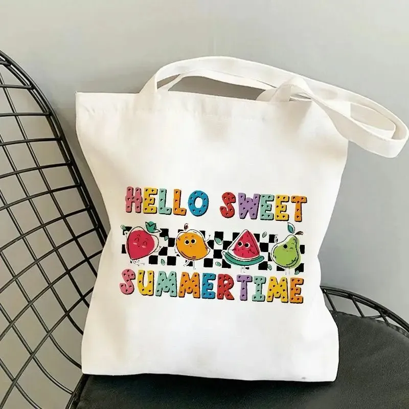 حقيبة حمل مطبوعة على شكل بطيخ من القماش، بقالة قابلة لإعادة الاستخدام وهدية ملهمة، فاكهة ناعمة غير رسمية للعطلات والاستخدام اليومي #2