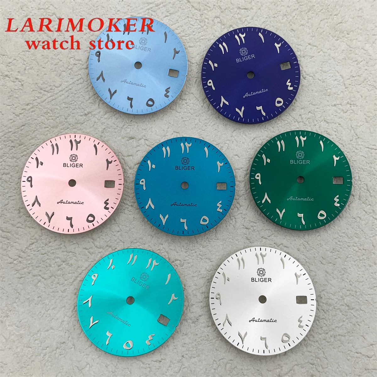 

BLIGER 29 mm Arabic alphanumeric 3 point calendar window aseptic dial for NH35 NH36 movements