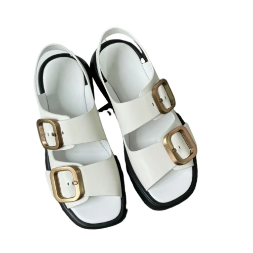 

Сандалии женские летние модные универсальные прочные женские туфли Удобная кожаная женская обувь не выцветает с золотой пряжкой AD1117