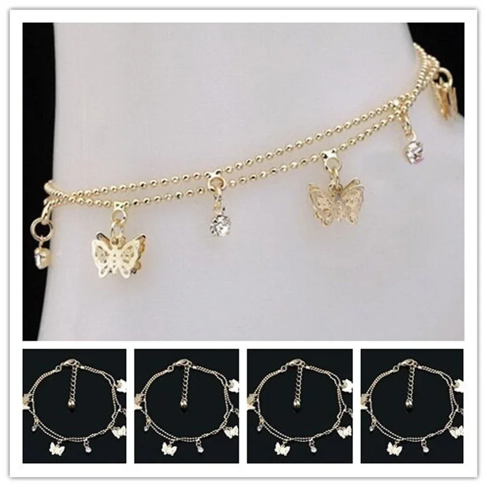 Delysia King Fashion Lady Hollow Butterfly Crystal Anklet Summer Seaside Beach Ancle Bracelet Freshing Temperament