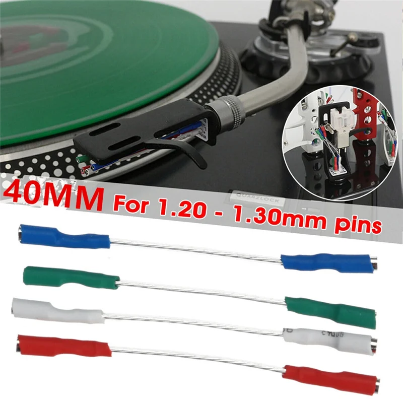 B44C Turntable Phono Cartridge Headshell Wire Leads Cables For1.2-1.3Mm Pins Header Wire Cable Silver Leads Wires