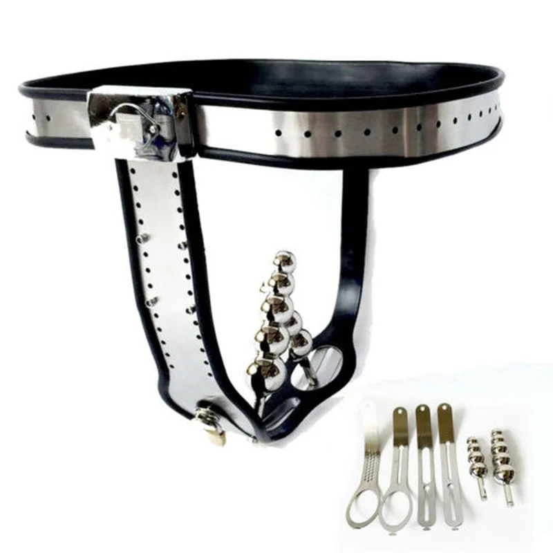 Stainless Steel Female Chastity Belt with Anal Vagina Plug Invisible Strap on Pantie Lockable Underwear Bondage Rings for Penis