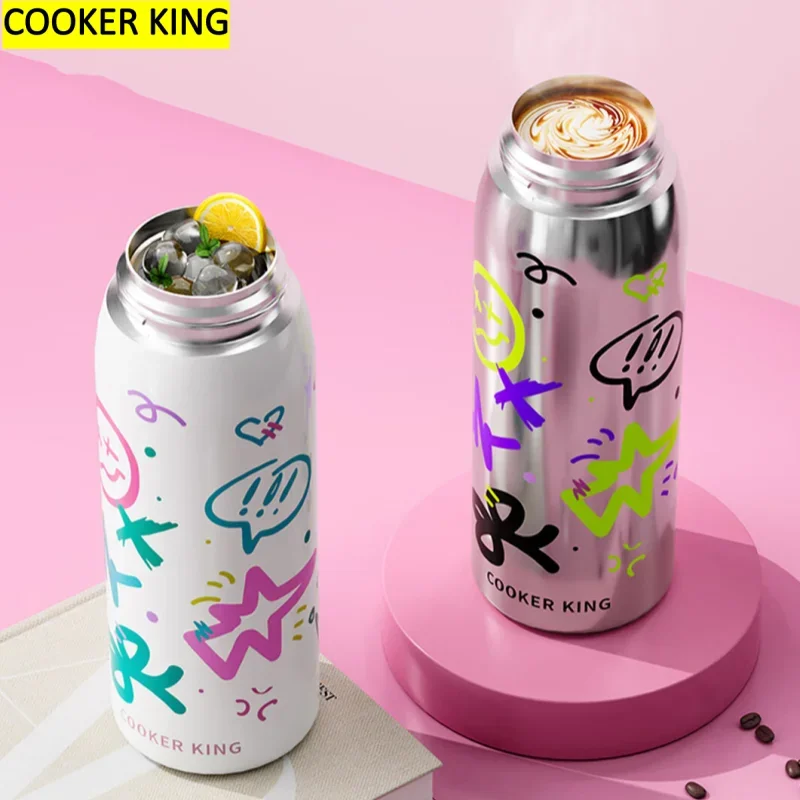 

COOKER KING 500 мл бутылка для воды из нержавеющей стали с вакуумной изоляцией, кофейная чашка, дорожная кружка для кофе, термокружка для холодной и горячей воды