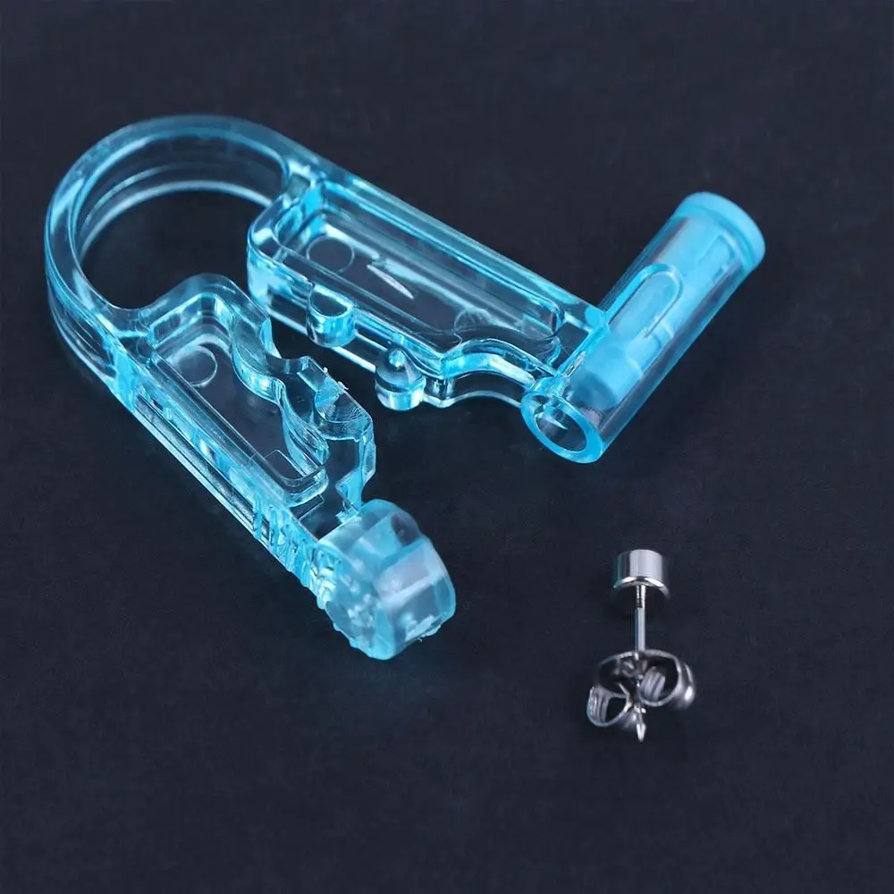 Wear Earring Transparent Blue Crystal Ear Stud Nose Ear Piercing Tool Ear Nail Tool Earring Piercer Machine Wearing Ear Device