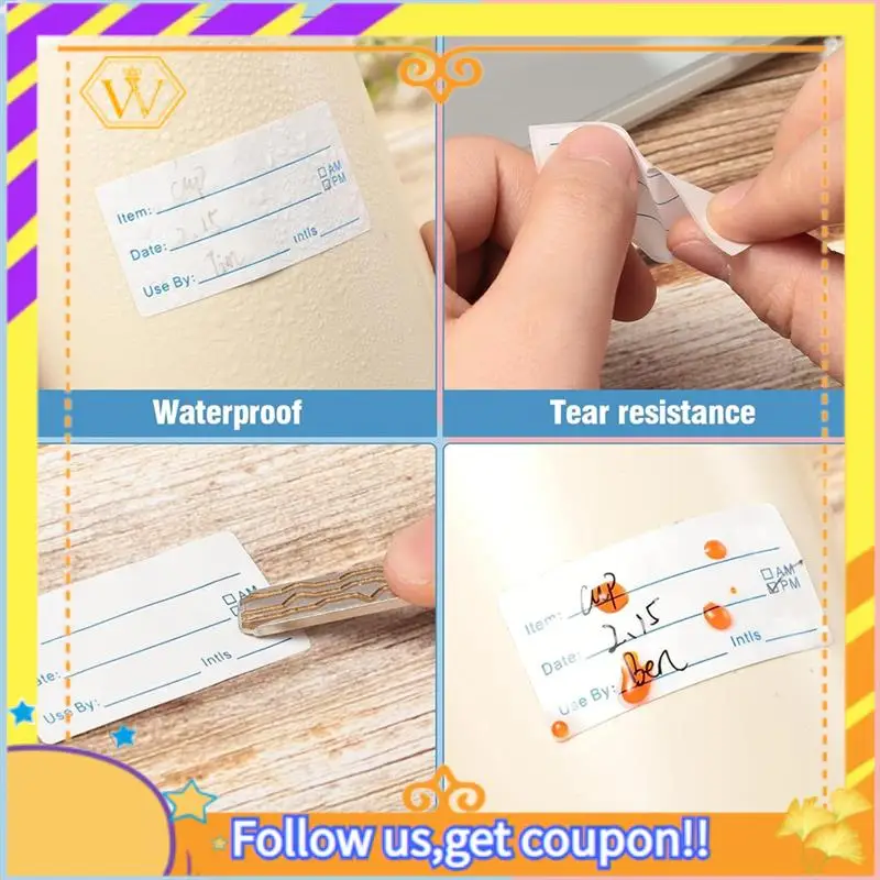 أحدث-4 لفات 2000 قطعة من ملصقات الفريزر القابلة للإزالة، 1 × 2 بوصة ملصقات تاريخ الطعام ملصقات تاريخ الطعام ملصقات طعام الثلاجة #6