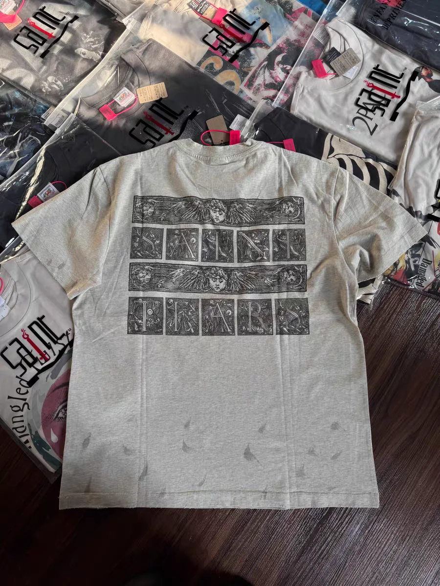 SAINT 25SS Collaborative Graffiti Logo T Shirt Men Women Tee Tops T-Shirt