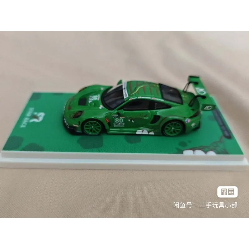 STAR RACE SR 1:64 911GT3 R Green Dinosaur Racing Car Alloy Molded Model Adult Collectible Realistic Decoration Item Holiday Gift