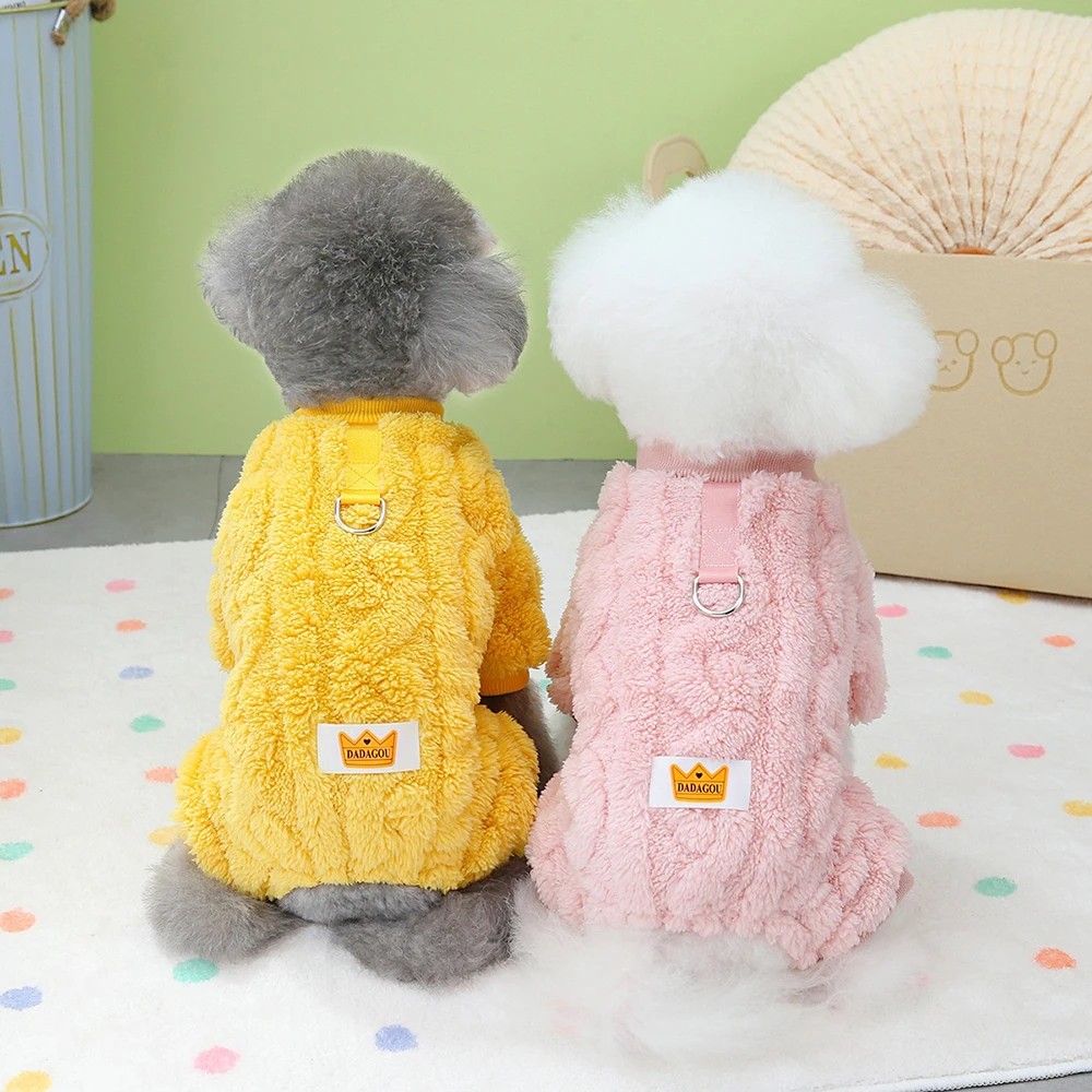 Coral Fleece Dog Overalls Autumn Warm Puppy Jumpsuit Winter Boy Dog Clothes for Small Dogs Pet Costume Chihuahua Yorkie Pajamas