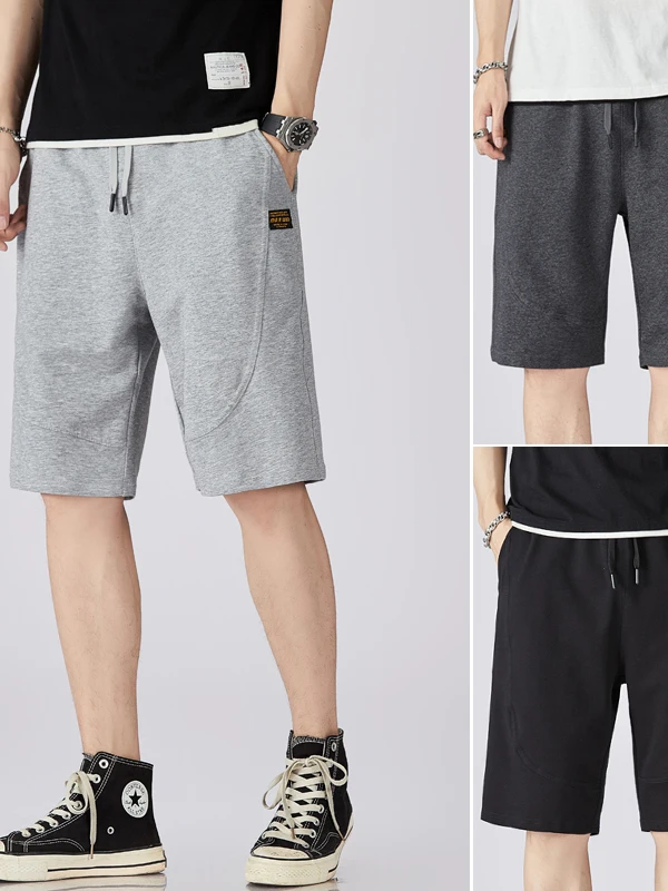 

Men's Pure Cotton Running orts Summer Fitn Training Pants ey Elastic Breathable Five-Quarter Length Big Size