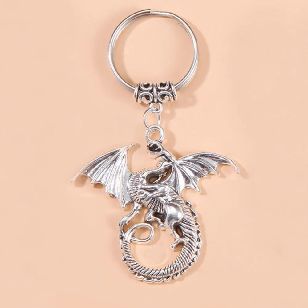 

Decoration Chinese Dragon Dragon Year Keychain Creative Antique Silver Dragon Pendant Vintage Alloy Dragon Keyring Party