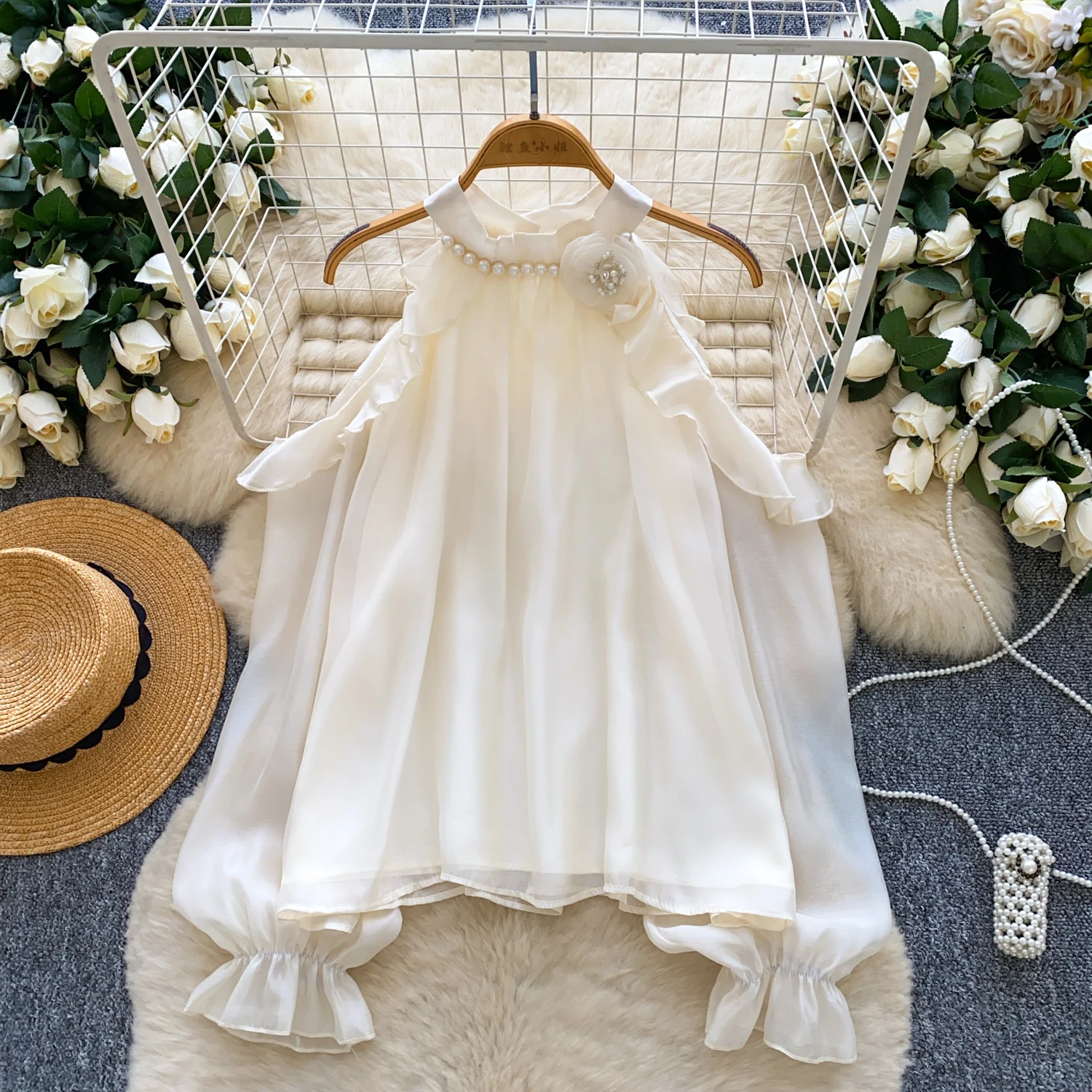 

Vintage Blouse off shoulder loose lantern sleeve mesh Slim Elegant Fashion Women hotsweet Shirt women clothing