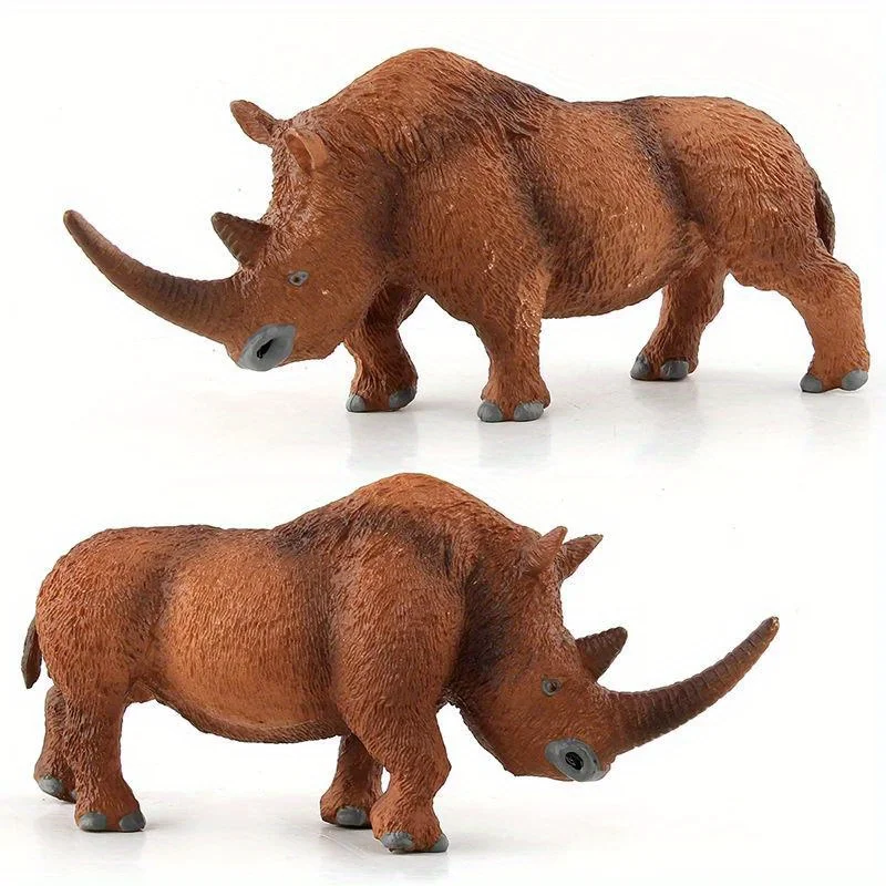 Science and Education Cognition Static Ornaments Solid Animal Long Haired Rhinoceros Toy