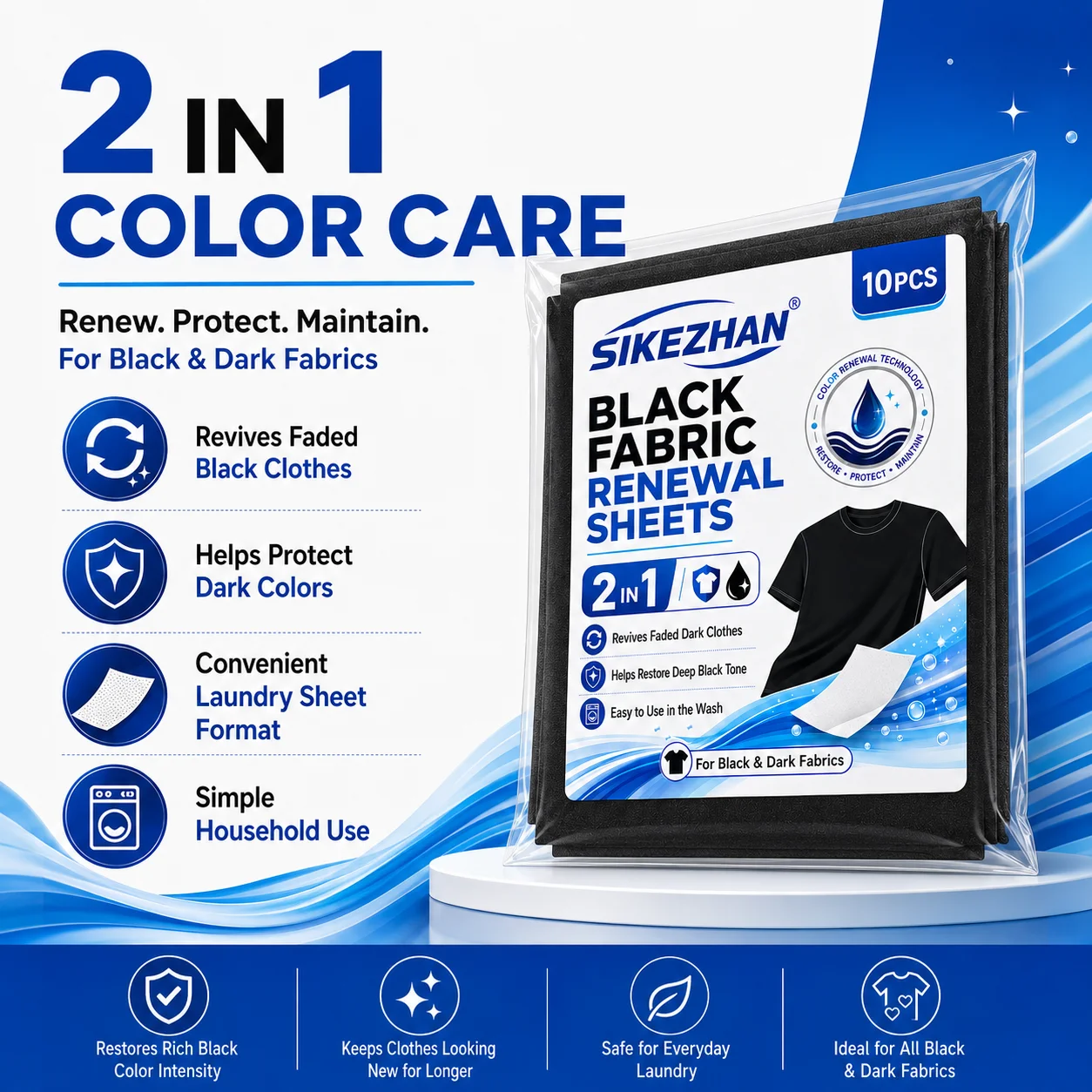 Clothing Brightening Sheets Laundry Black Color Enhancer Sheets for Dark & Black Fabrics Laundry Paper Prevents Fading