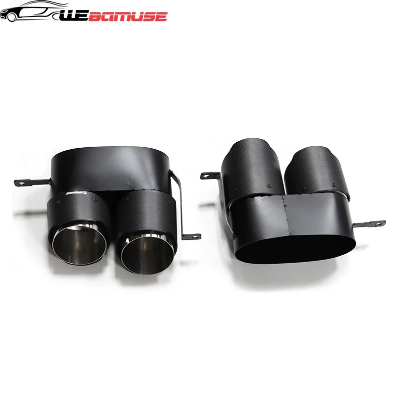 1 Pair Carbon Fiber Exhaust Tip Muffler Tip For BMW G20 G21 330i 325i 2019-2021 Four Outlet Black Tailpipe Nozzle