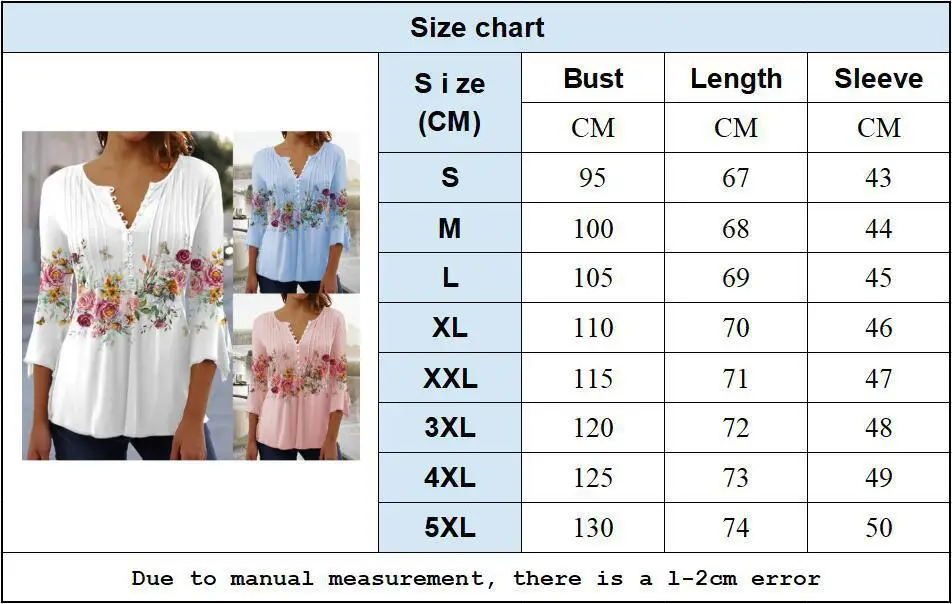 여성 꽃무늬 프린트 V 넥 반소매 버튼 탑 여름 패션 블라우스