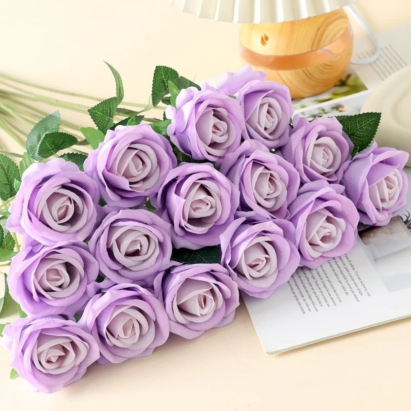 ดอกไม้ประดิษฐ์ปลอม Rose Bouquet แจกัน Party อุปกรณ์ตกแต่งบ้านงานแต่งงานพืชเจ้าสาว Clearance Floristics Diy ของขวัญ