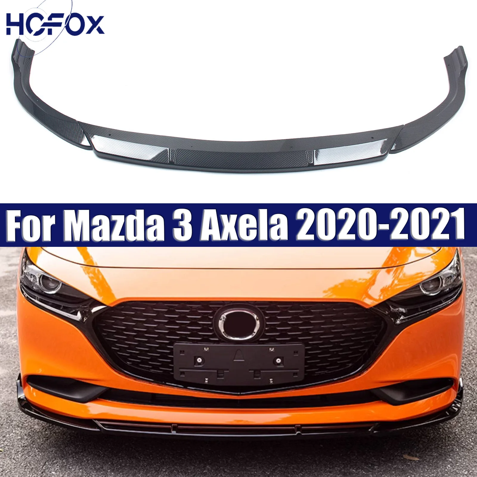 

For Mazda 3 Axela 2020-2021 Front Bumper Lip Splitter Car Body Kit Spoiler Black Skirts Accessories