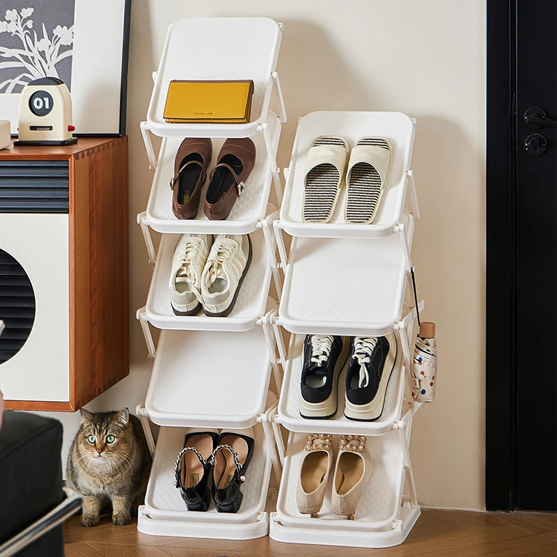 Foldable shoe rack - Integrated and ready-to-use home door shoe storage unit - Three-dimensional simple shoe cabinet